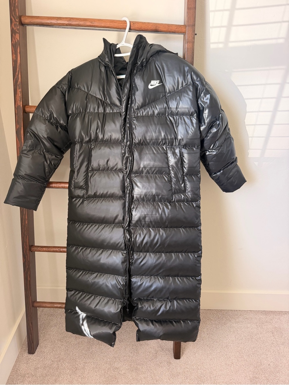 Nike Black Long Thermal Puffer Coat
